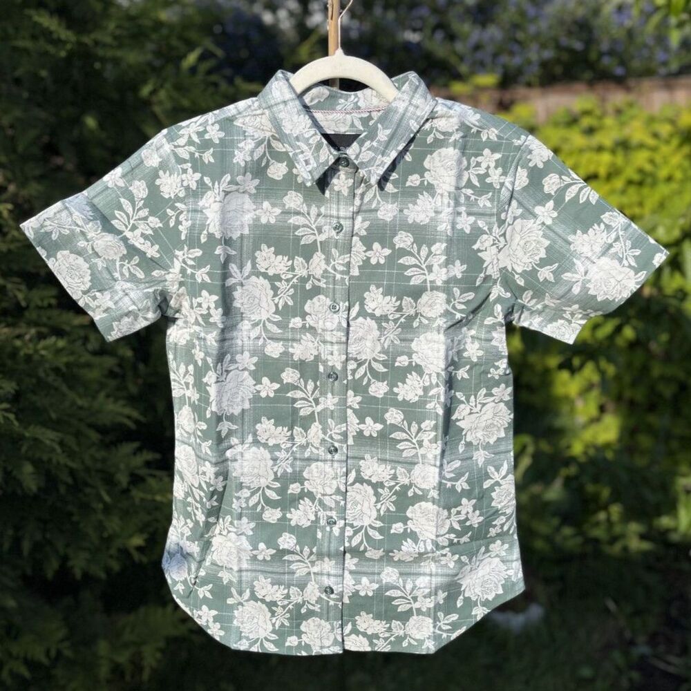 Wildfang The Essential Button-Up Short Sleeve Shirt XS– Unisex Floral Plaid